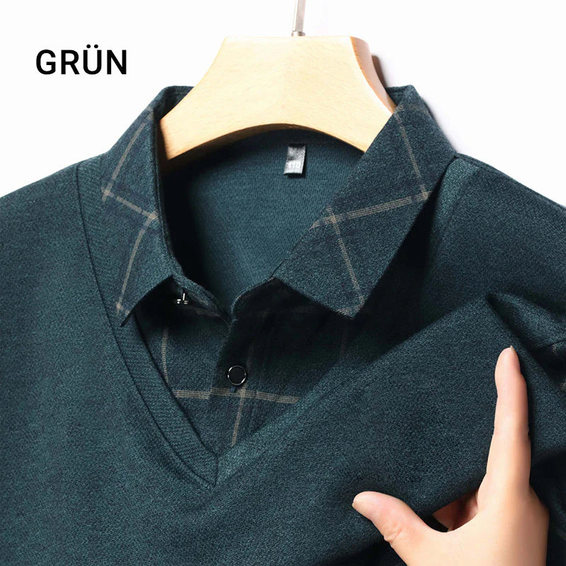 🔥👕Bestseller | Layering-Optik, mühelose Tiefe – Langarm-Oberteil in Layering-Optik für Herren