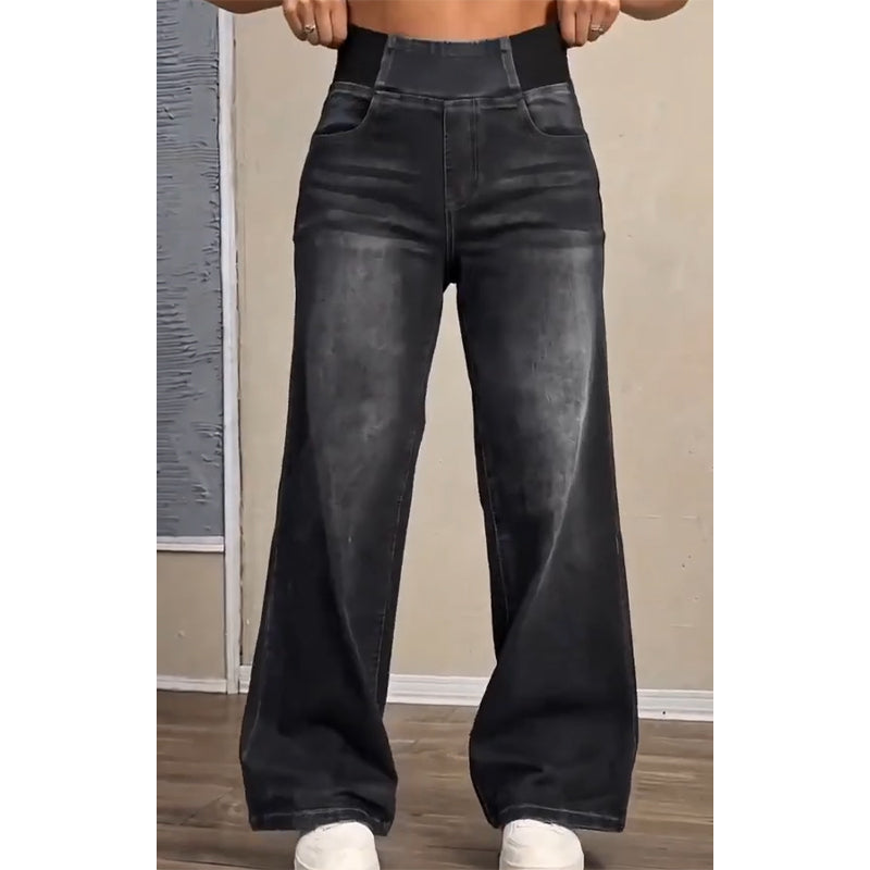 🥳Bestseller zurück! Jetzt kaufen!🥳 Freizeit-Jeans mit Stretch und weitem Bein für Damen