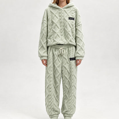🍂Neu für Herbst & Winter – 50% Rabatt für kurze Zeit!🎁Thermo-Fleece-Pyjama-Set, warme Hauskleidung, 2-teilig, auch draußen tragbar