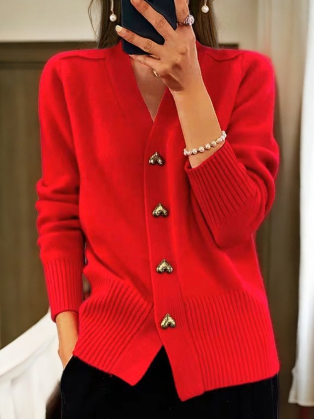 🌸🔥Bestseller | Wärme & Komfort, Herbst- & Winteralltag – Damen Strickjacke mit Knöpfen
