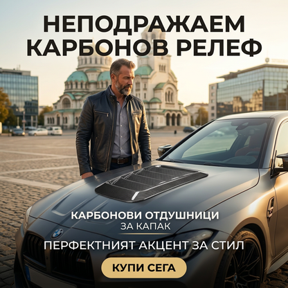 🚗Универсална декорация за вентилационния отвор на капака на колата – 2 бр. спортни капаци за въздухозаборника | ABS пластмаса, самозалепващи се – лесен монтаж, без пробиване 🔧✨