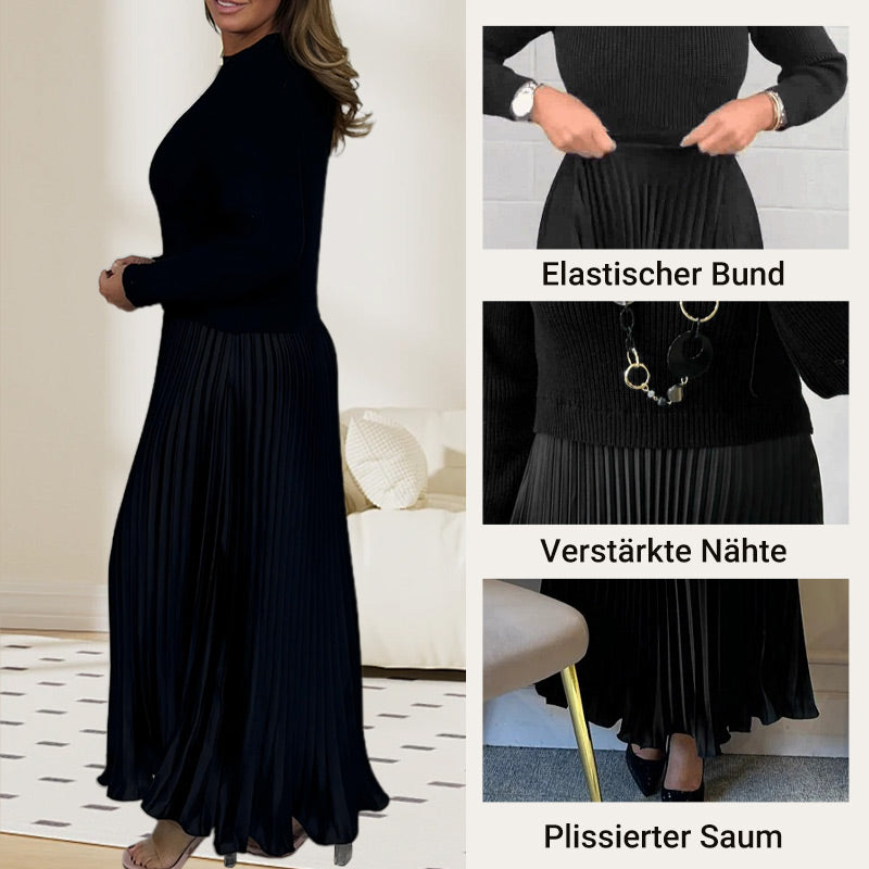 ⭐👗Beliebt | Bequemer Rundhals, vielseitig für jeden Tag – Damen elegantes Faltenkleid