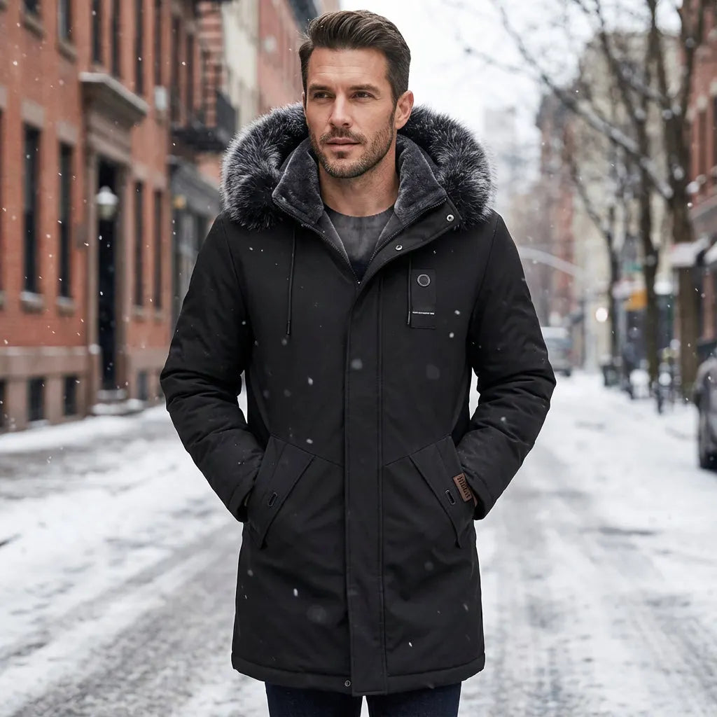 🎯 50% Rabatt + Gratis Versand 🚚 Winddichte, mittellange Parka-Jacke mit Kapuze für Herren