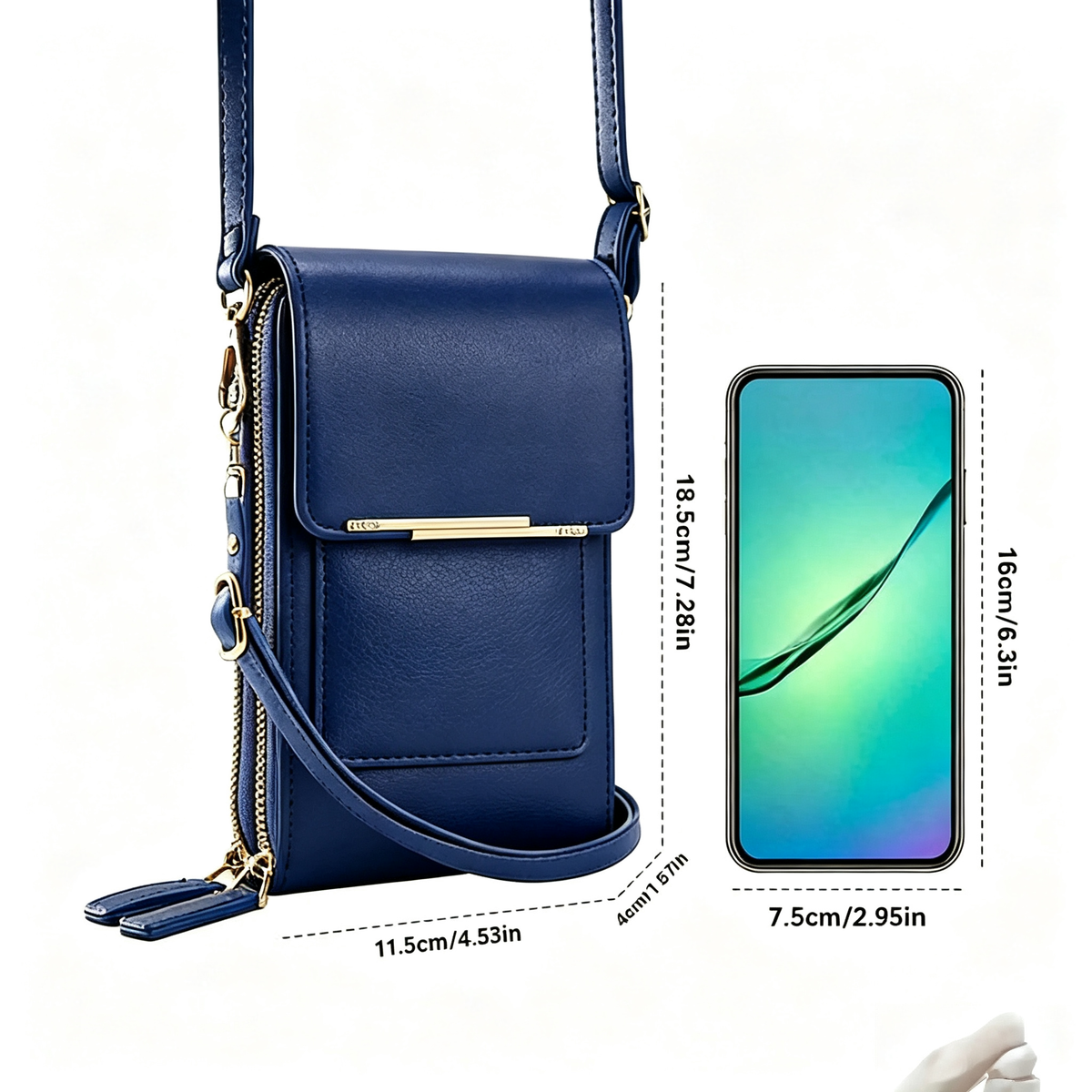 🌧️Wasserabweisend & handgefertigt, 3 Tragevarianten👜 Touchscreen-Crossbody-Tasche – Wasserabweisendes PU-Leder & verstellbarer Gurt, 3 Tragevarianten ✨