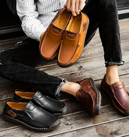 💼 Елегантни мъжки обувки от естествена кожа – удобни за всеки ден | Бавхащ модел, сигурно стъпване – за бизнес срещи и разходки 🌿