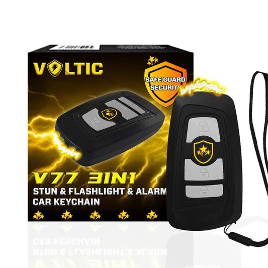 🔥 2025 Сигнал за сигурност ⚡️ VOLTIC V77 Три в едно електрошок, фенер и аларма за кола с ключодържател
