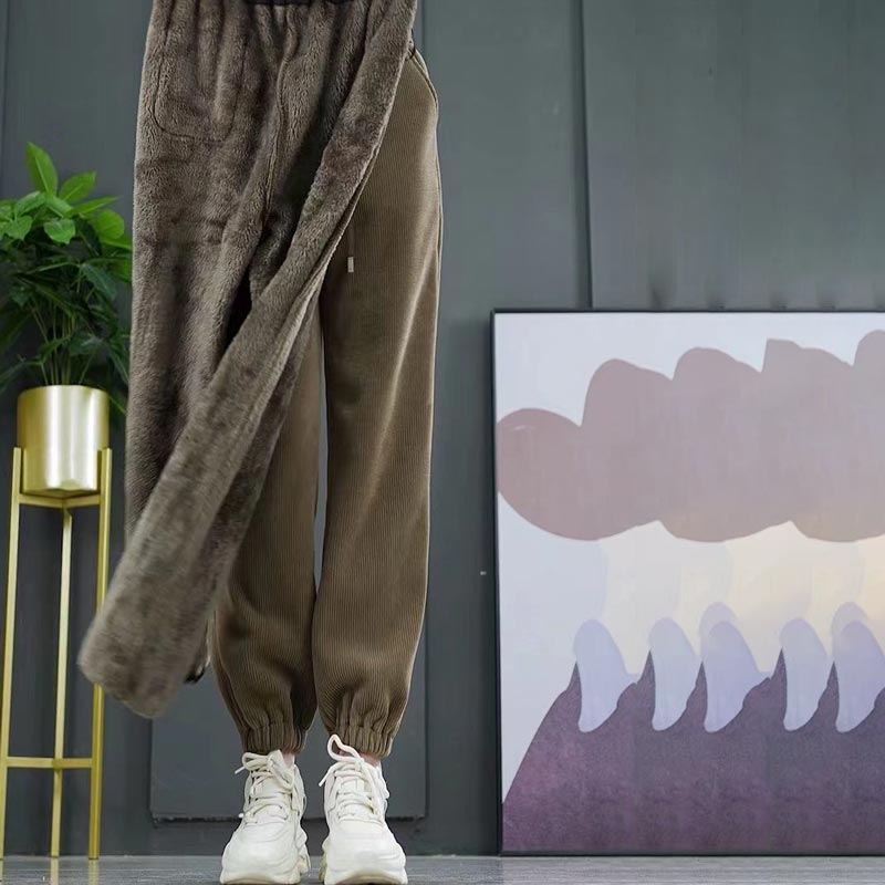 🔥👖Bestseller | Plüsch-Wärme, Winter draußen – Damen Cord-Joggerhose mit Fleece-Futter