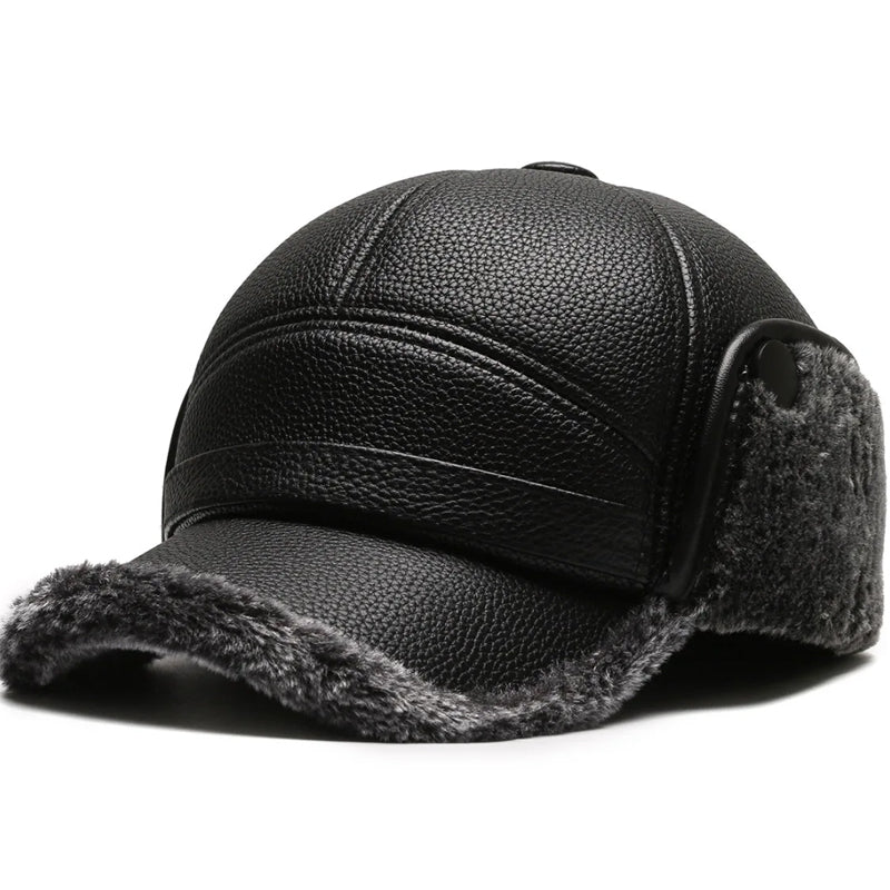 🧢🐂Ohrenschutz, Winter draußen – Männer dicke Ohrenschutz Kunstleder Hut
