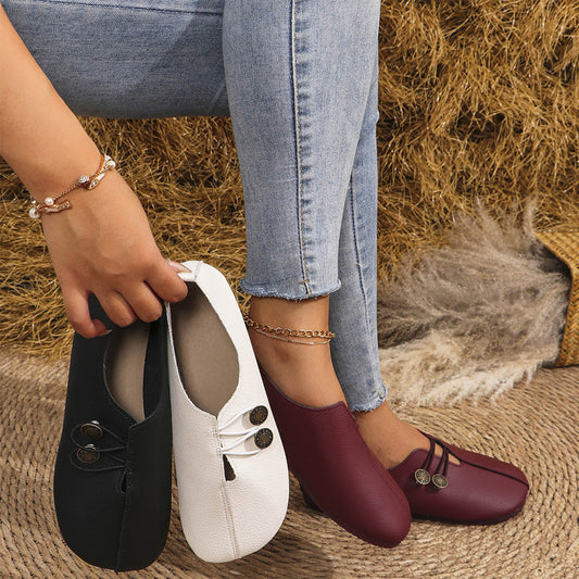 👡【✨Безплатно колие на стойност 30 €】🥿 Нови меки кожени дамски плоски обувки | Естествена кожа, гъвкава подметка – идеални за ежедневие и разходка 🌸