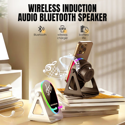 🔊 Безжичен индукционен Bluetooth говорител | 360° заоблен звук с плътен бас 🎵