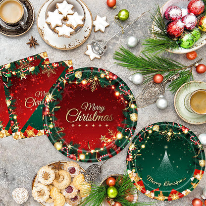 🎄Коледен Набор за Трапеза | Включва Чинии, Чаши, Ножици и Салфетки 🥂