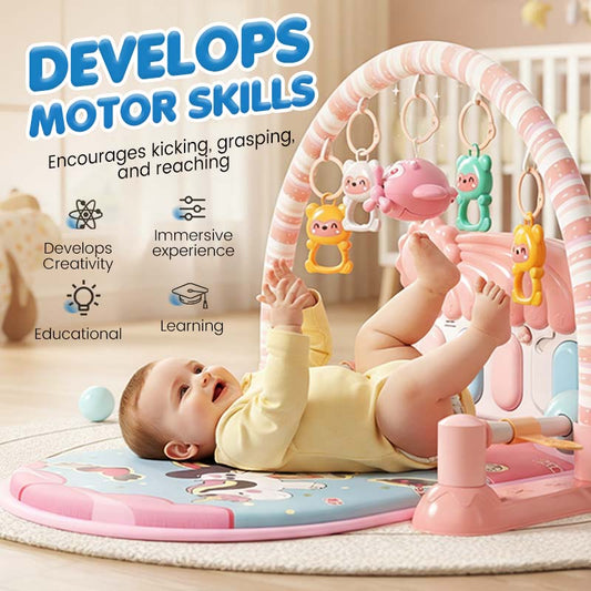 🎁 3-в-1 игрална постелка с музикално пиано за бебета | За забавление и ранно развитие