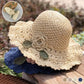 🎉 Ново попълнение! 👒 Елегантна сламена шапка, ръчно плетена на една кука, с волани детайл