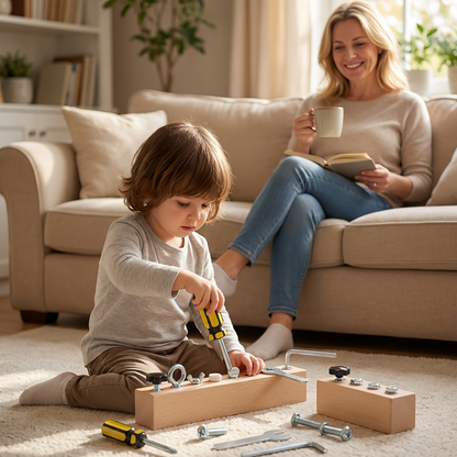 🛠️ Дървена играчка с отвертка Монтесори | Развива фината моторика и логическото мислене