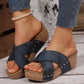 👡 Women's Fashion Cross Strap Thick Wedge Heel Sandals | Chunky Espadrille Wedge, Ankle Buckle – Stylish & Comfortable for Summer ☀️