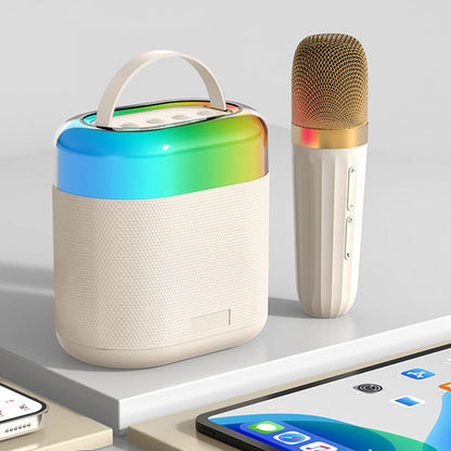 🎤 Преносима караоке система с 2 безжични микрофона | Bluetooth 5.3 озвучителна система, 6,5-инчов субуфер, LED светлини – идеална за домашни партита и събития на открито 🔥✨