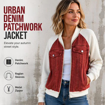 ⭐🧥Beliebt | Schmeichelnde Passform, vielseitig für jeden Tag – Damen Denim Patchwork Jacke