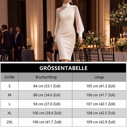 👗Transparente Mesh-Ärmel, markantes Design – Damen Bodycon-Midikleid mit Stehkragen ✨