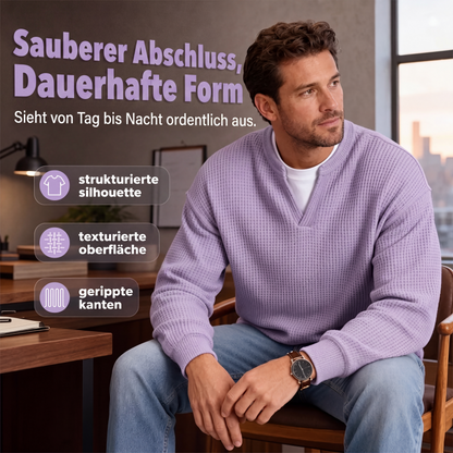 🥳💞 Über 48.000 Stück verkauft!👉👕 Bestseller-Aktion: Herren-Waffelstrickpullover mit Henley-Ausschnitt – Strukturierte Oberfläche, weicher Komfort & vielseitiger Alltagsstil 👕