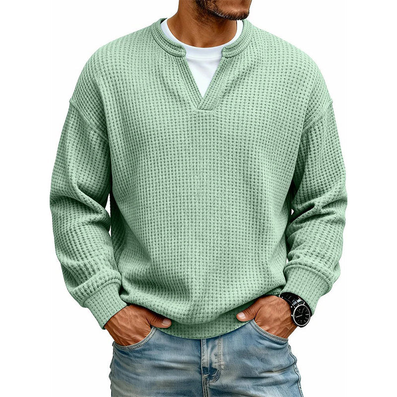 🥳💞 Über 48.000 Stück verkauft!👉👕 Bestseller-Aktion: Herren-Waffelstrickpullover mit Henley-Ausschnitt – Strukturierte Oberfläche, weicher Komfort & vielseitiger Alltagsstil 👕