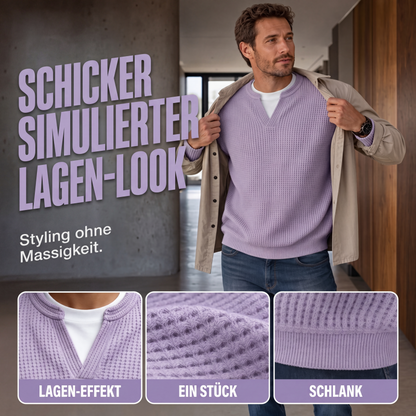 🥳💞 Über 48.000 Stück verkauft!👉👕 Bestseller-Aktion: Herren-Waffelstrickpullover mit Henley-Ausschnitt – Strukturierte Oberfläche, weicher Komfort & vielseitiger Alltagsstil 👕