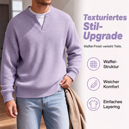 🥳💞 Über 48.000 Stück verkauft!👉👕 Bestseller-Aktion: Herren-Waffelstrickpullover mit Henley-Ausschnitt – Strukturierte Oberfläche, weicher Komfort & vielseitiger Alltagsstil 👕