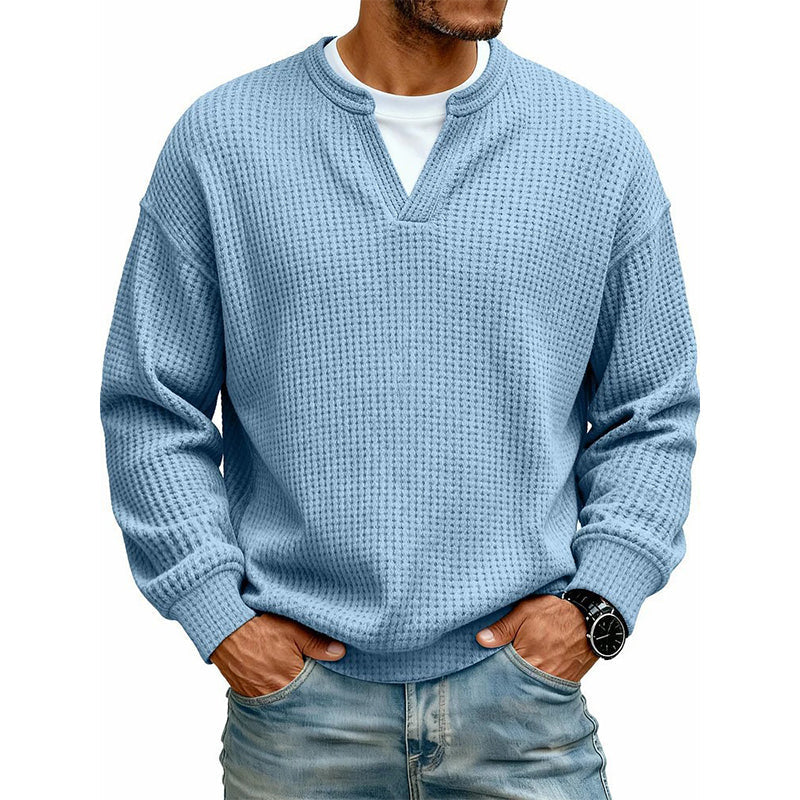 🥳💞 Über 48.000 Stück verkauft!👉👕 Bestseller-Aktion: Herren-Waffelstrickpullover mit Henley-Ausschnitt – Strukturierte Oberfläche, weicher Komfort & vielseitiger Alltagsstil 👕