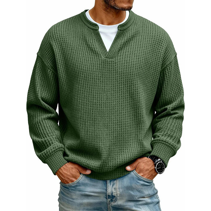 🥳💞 Über 48.000 Stück verkauft!👉👕 Bestseller-Aktion: Herren-Waffelstrickpullover mit Henley-Ausschnitt – Strukturierte Oberfläche, weicher Komfort & vielseitiger Alltagsstil 👕