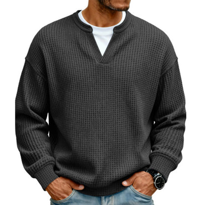 🥳💞 Über 48.000 Stück verkauft!👉👕 Bestseller-Aktion: Herren-Waffelstrickpullover mit Henley-Ausschnitt – Strukturierte Oberfläche, weicher Komfort & vielseitiger Alltagsstil 👕