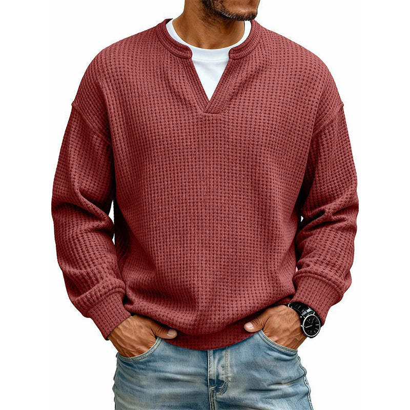 🥳💞 Über 48.000 Stück verkauft!👉👕 Bestseller-Aktion: Herren-Waffelstrickpullover mit Henley-Ausschnitt – Strukturierte Oberfläche, weicher Komfort & vielseitiger Alltagsstil 👕