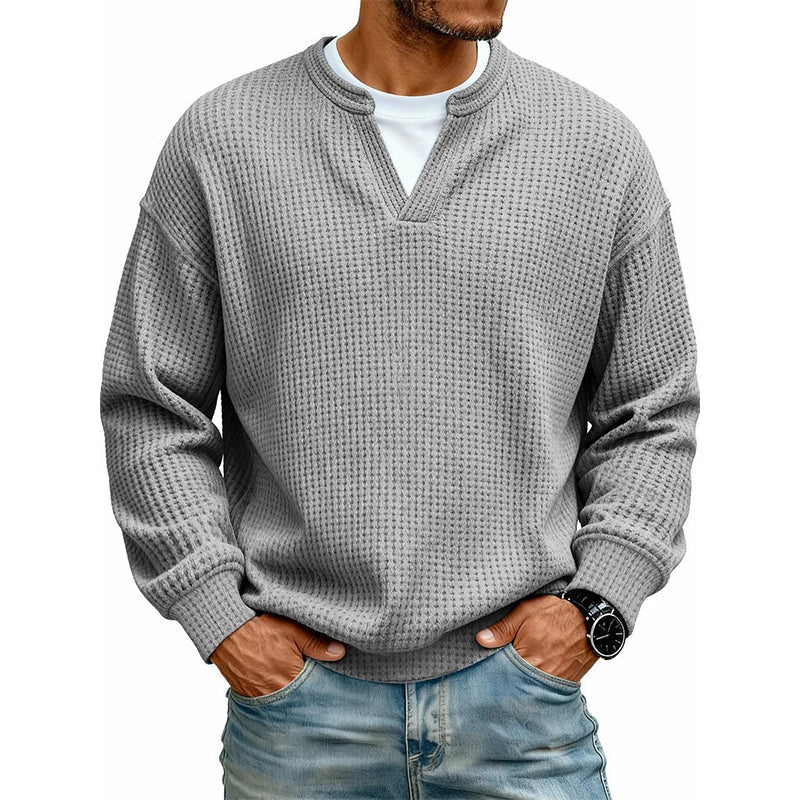 🥳💞 Über 48.000 Stück verkauft!👉👕 Bestseller-Aktion: Herren-Waffelstrickpullover mit Henley-Ausschnitt – Strukturierte Oberfläche, weicher Komfort & vielseitiger Alltagsstil 👕