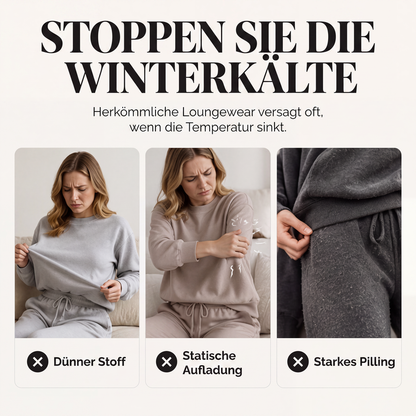 🍂Neu für Herbst & Winter – 50% Rabatt für kurze Zeit!🎁Thermo-Fleece-Pyjama-Set, warme Hauskleidung, 2-teilig, auch draußen tragbar