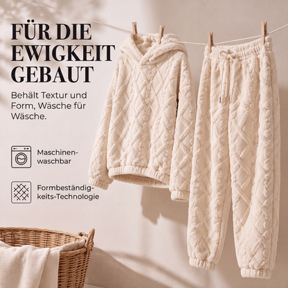 🍂Neu für Herbst & Winter – 50% Rabatt für kurze Zeit!🎁Thermo-Fleece-Pyjama-Set, warme Hauskleidung, 2-teilig, auch draußen tragbar