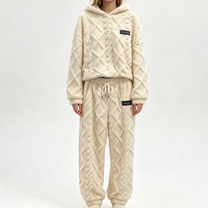 🍂Neu für Herbst & Winter – 50% Rabatt für kurze Zeit!🎁Thermo-Fleece-Pyjama-Set, warme Hauskleidung, 2-teilig, auch draußen tragbar