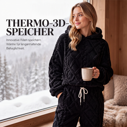 🍂Neu für Herbst & Winter – 50% Rabatt für kurze Zeit!🎁Thermo-Fleece-Pyjama-Set, warme Hauskleidung, 2-teilig, auch draußen tragbar