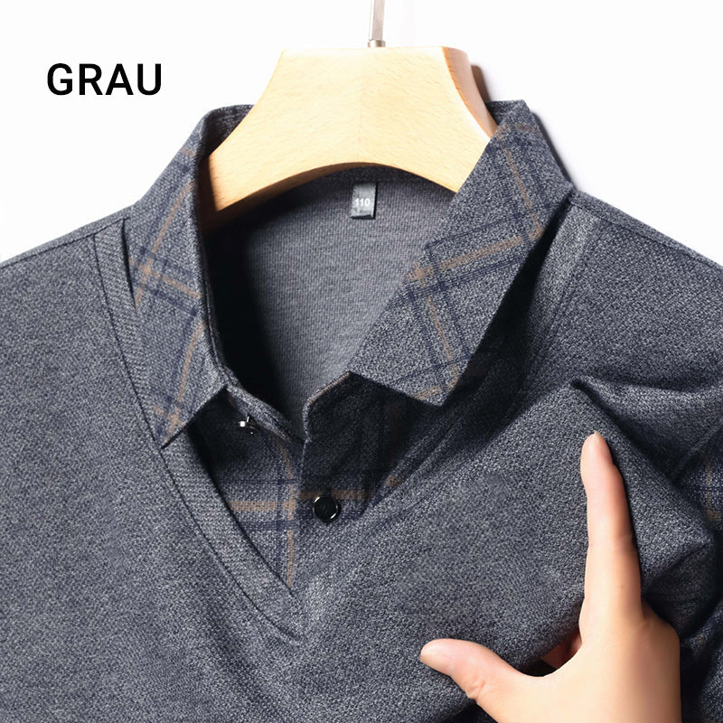🔥👕Bestseller | Layering-Optik, mühelose Tiefe – Langarm-Oberteil in Layering-Optik für Herren