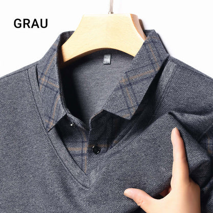 🔥👕Bestseller | Layering-Optik, mühelose Tiefe – Langarm-Oberteil in Layering-Optik für Herren