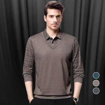 🔥👕Bestseller | Layering-Optik, mühelose Tiefe – Langarm-Oberteil in Layering-Optik für Herren