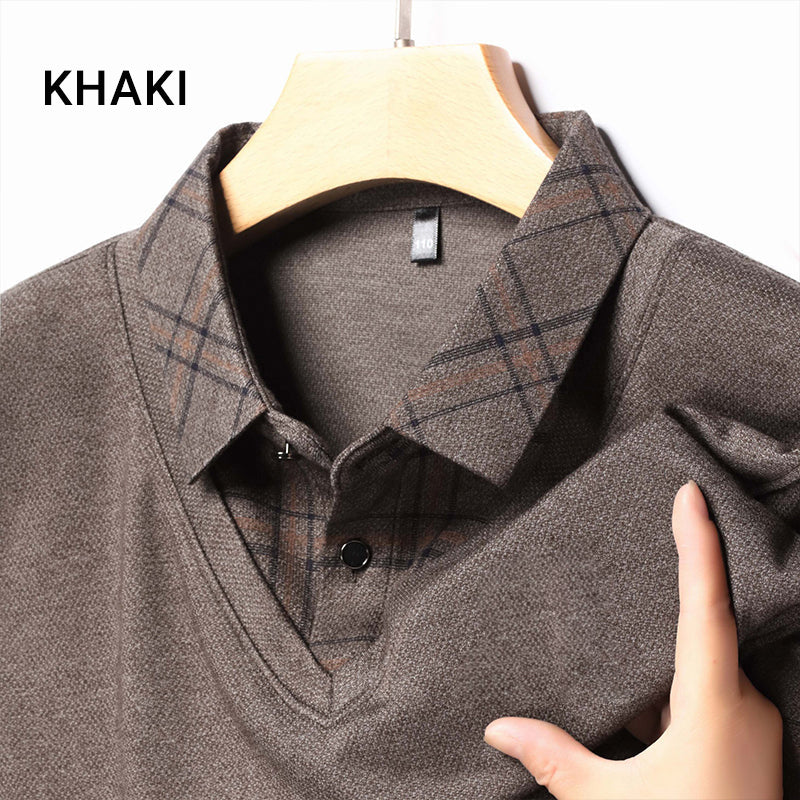 🔥👕Bestseller | Layering-Optik, mühelose Tiefe – Langarm-Oberteil in Layering-Optik für Herren