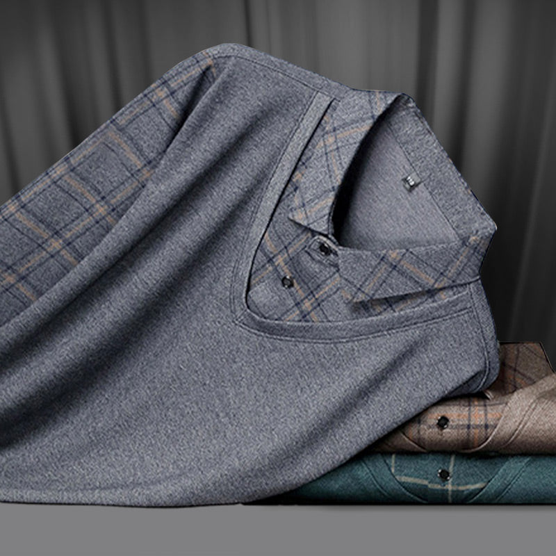 🔥👕Bestseller | Layering-Optik, mühelose Tiefe – Langarm-Oberteil in Layering-Optik für Herren