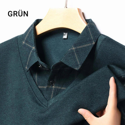 🔥👕Bestseller | Layering-Optik, mühelose Tiefe – Langarm-Oberteil in Layering-Optik für Herren