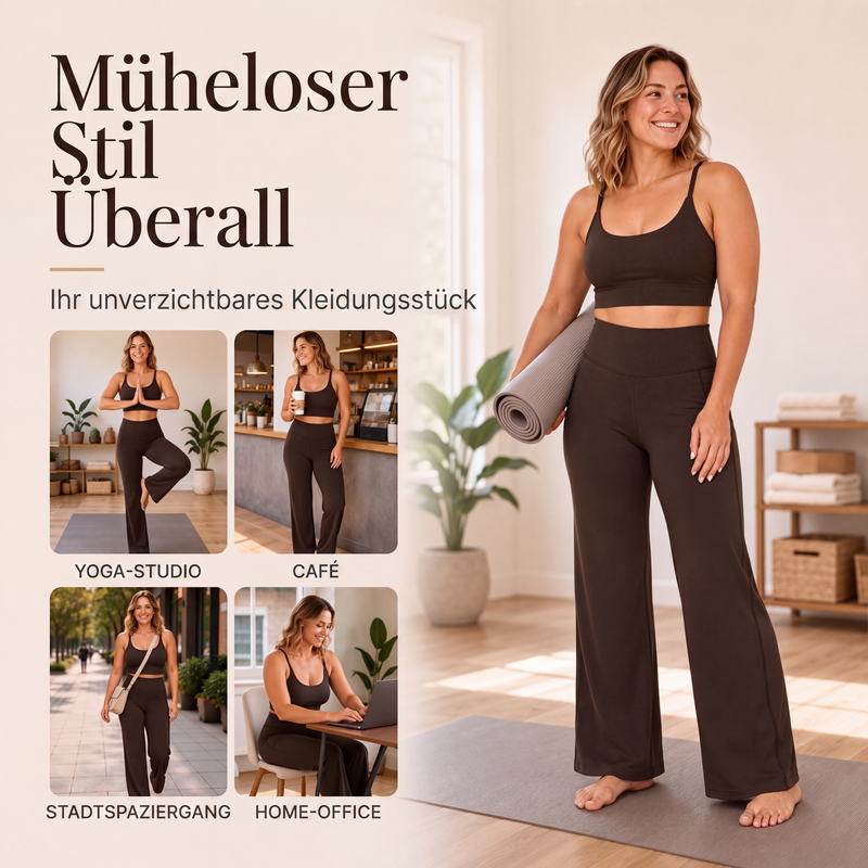 🧘Hohe Taille ohne Einschneiden, weites Bein – Damen Yogahose ✨