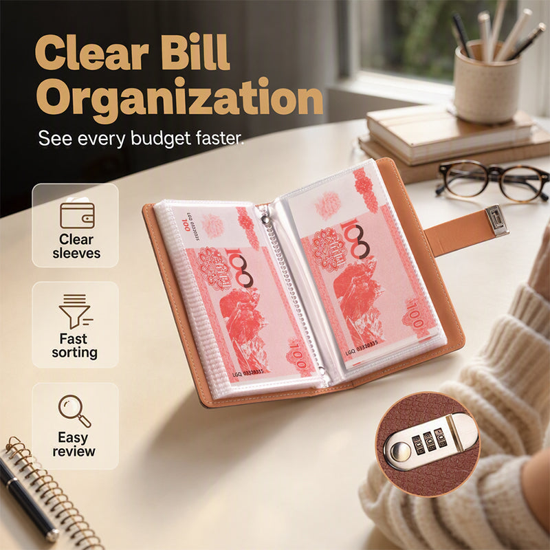 📊Sortierte Aufbewahrung, Budgetplanung – Kombinationsschloss Bar-Budget-Binder ✨