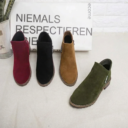 🖤Black Friday Sale 👢Stabiler niedriger Blockabsatz, ideal für den Alltag – Damen-Stiefeletten aus Wildleder-Optik ✨