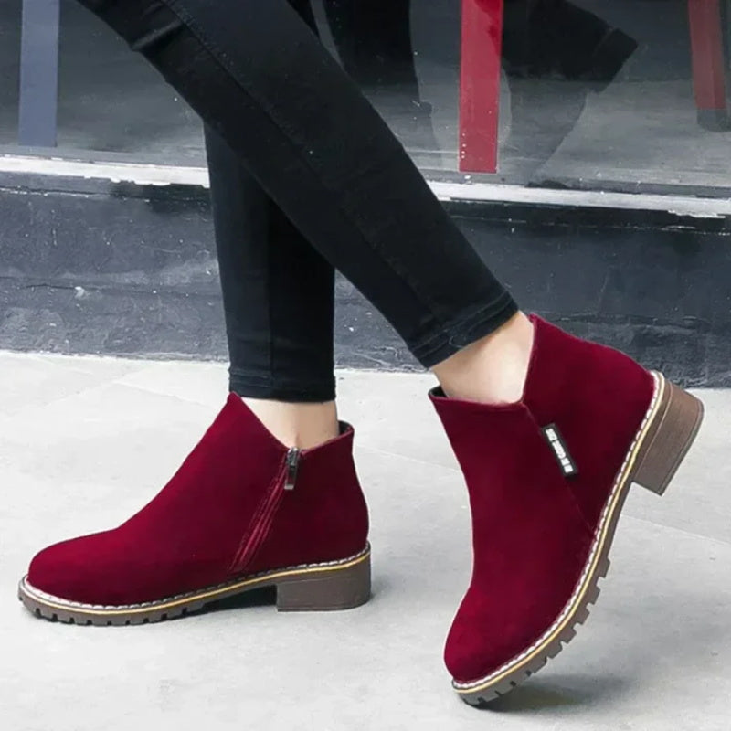 🖤Black Friday Sale 👢Stabiler niedriger Blockabsatz, ideal für den Alltag – Damen-Stiefeletten aus Wildleder-Optik ✨