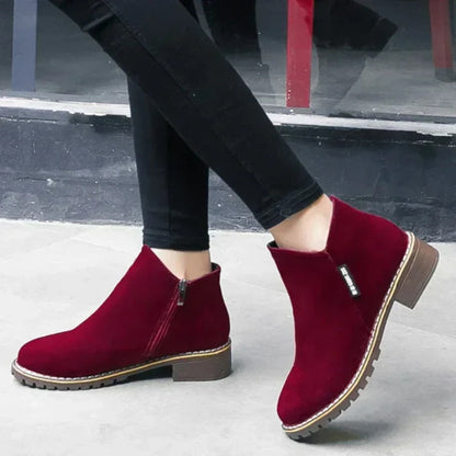 🖤Black Friday Sale 👢Stabiler niedriger Blockabsatz, ideal für den Alltag – Damen-Stiefeletten aus Wildleder-Optik ✨