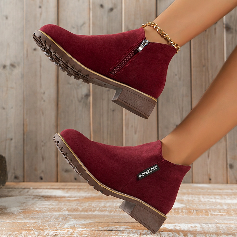 🖤Black Friday Sale 👢Stabiler niedriger Blockabsatz, ideal für den Alltag – Damen-Stiefeletten aus Wildleder-Optik ✨