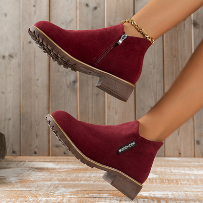🖤Black Friday Sale 👢Stabiler niedriger Blockabsatz, ideal für den Alltag – Damen-Stiefeletten aus Wildleder-Optik ✨