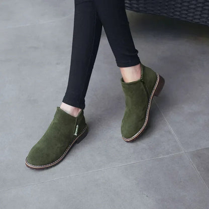 🖤Black Friday Sale 👢Stabiler niedriger Blockabsatz, ideal für den Alltag – Damen-Stiefeletten aus Wildleder-Optik ✨