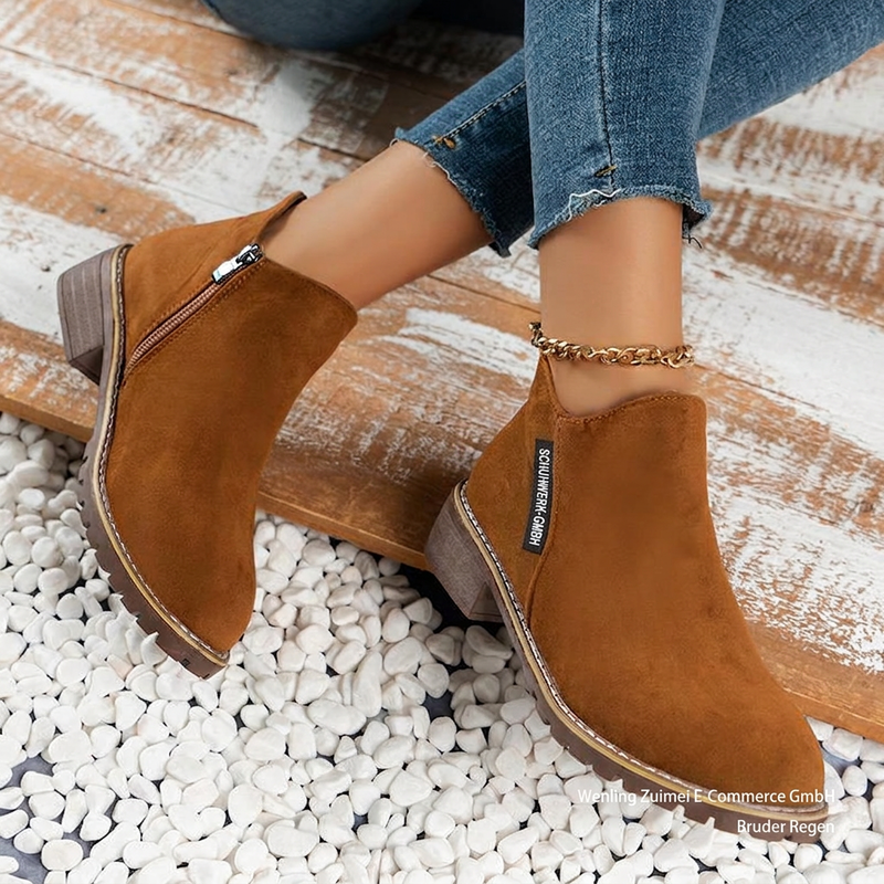 🖤Black Friday Sale 👢Stabiler niedriger Blockabsatz, ideal für den Alltag – Damen-Stiefeletten aus Wildleder-Optik ✨